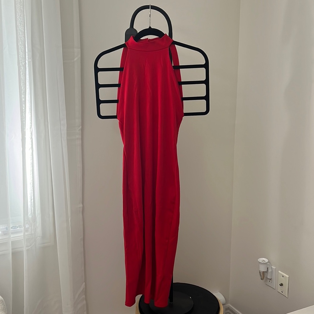 High neck midi dress